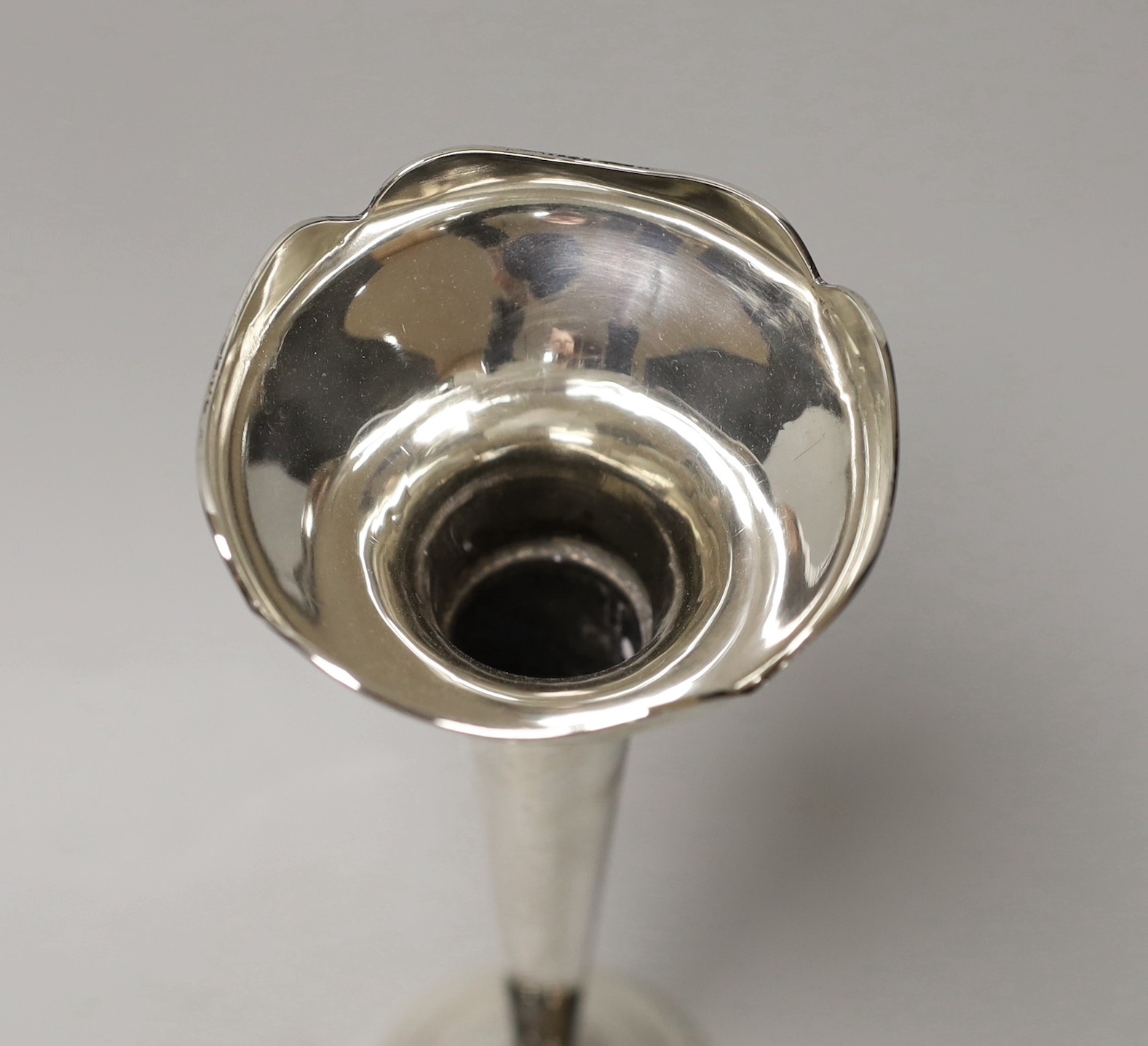 A George V silver mounted specimen vase, Birmingham, 1919, 27.7cm.